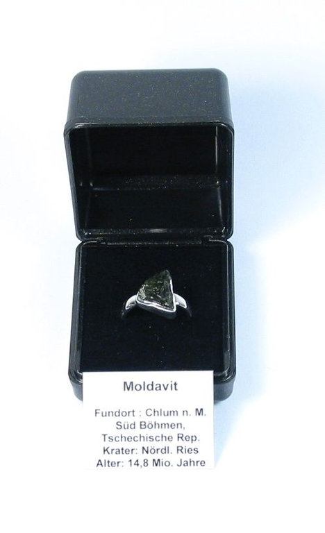 Fingerring Moldavit / 925 Sterlingsilber / U 52